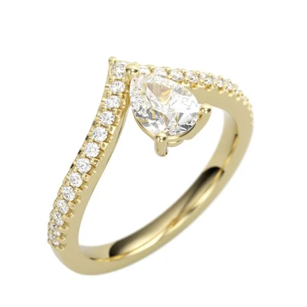 1/4CTW 14K YG Mined Diamond Chevron Tip Engagement Ring The Ring Austin Round Rock, TX