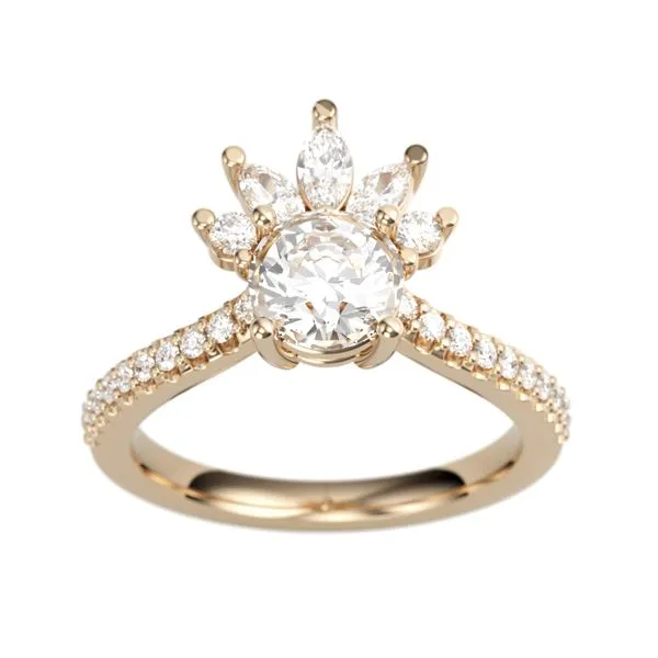 1/4CTW 14K RG Mined Diamond Marquise Crown Halo With Diamond Shank Engagement Ring Image 2 The Ring Austin Round Rock, TX