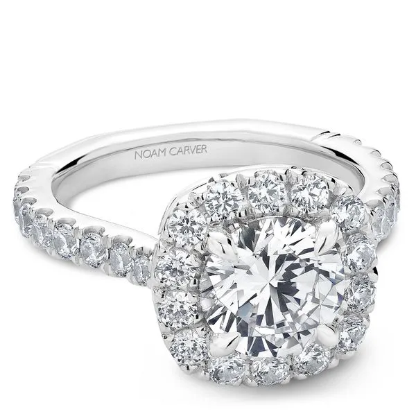 1 1/4CTW 14K WG Mined Diamond Halo, Accented Gallery, Accented Euro Shank Engagement Ring Image 3 The Ring Austin Round Rock, TX