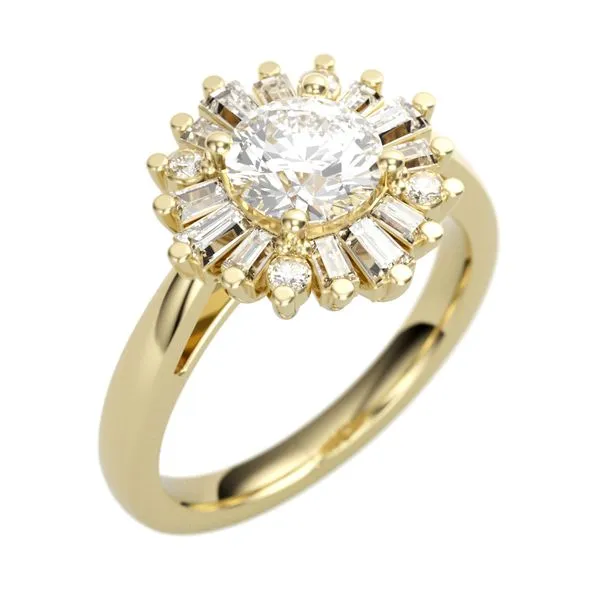 3/8CTW 14K YG Mined Diamond Ballerina Halo Engagement Ring The Ring Austin Round Rock, TX