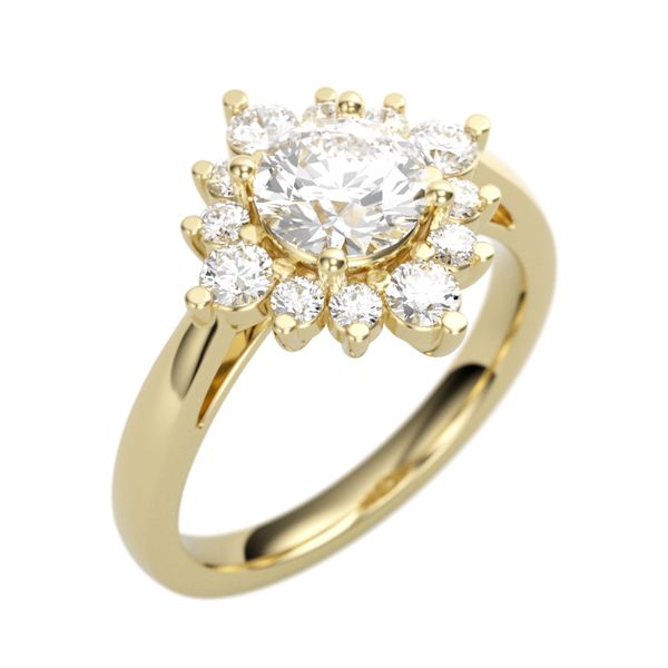 1/25CTW 14K YG Mined Diamond Round Flower Halo Engagement Ring The Ring Austin Round Rock, TX