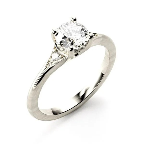 1/20CTW 14KT YG Two accented Mined Diamond Side Stones Engagement ring Image 3 The Ring Austin Round Rock, TX