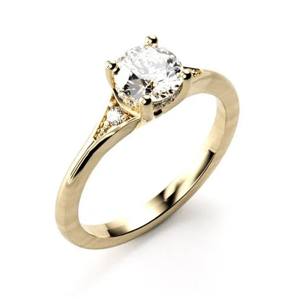 1/20CTW 14KT YG Two accented Mined Diamond Side Stones Engagement ring The Ring Austin Round Rock, TX