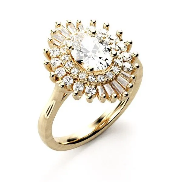 1/2CTW 14KT YG Antique Style Multi stone halo Ballerina Ring The Ring Austin Round Rock, TX