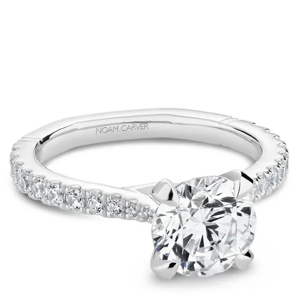 1/3CTW 14K WG Mined Diamond Cathedral Setting With Ascending Accent Euro Shank Engagement Ring Image 3 The Ring Austin Round Rock, TX