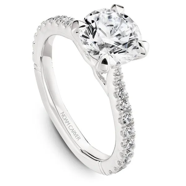 1/3CTW 14K WG Mined Diamond Cathedral Setting With Ascending Accent Euro Shank Engagement Ring The Ring Austin Round Rock, TX