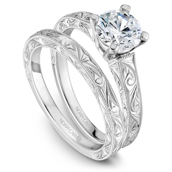 14K WG Mil Grain Accented Engraved Engagement Ring Image 3 The Ring Austin Round Rock, TX