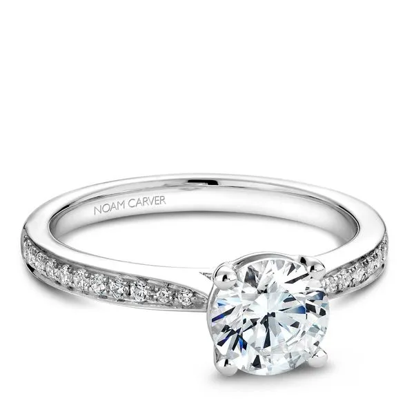 1/8CTW 14K WG Mined Diamond Cathedral Engagement Ring Image 4 The Ring Austin Round Rock, TX