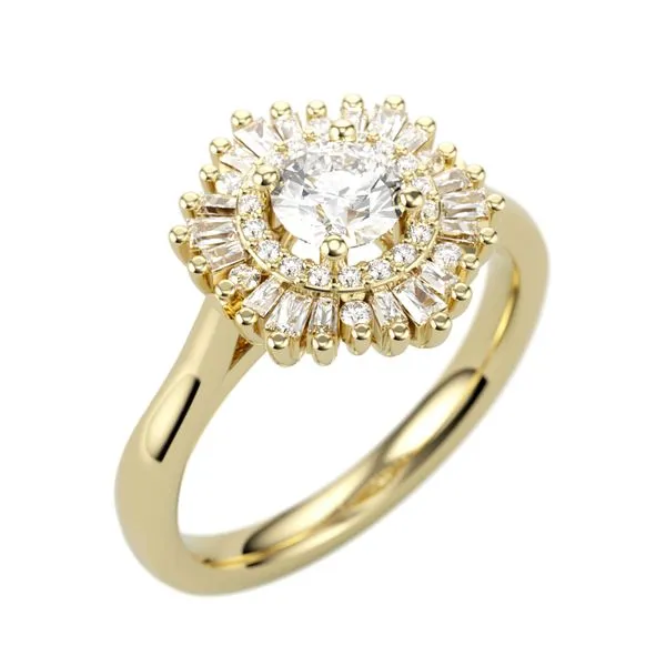 3/8CTW 14K YG Mined Diamond Baguette Ballerina Halo Engagement Ring The Ring Austin Round Rock, TX