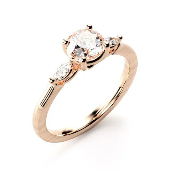 1/8CTW 14KT RG Mined Diamond With Marquise Side Stones Engagement Ring The Ring Austin Round Rock, TX