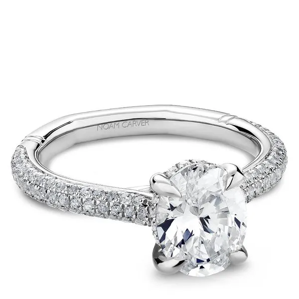 1/2CTW 14K WG Mined Diamond Cathedral With Hidden Halo And Pave Euro Shank Engagement Ring GH, SI Image 3 The Ring Austin Round Rock, TX