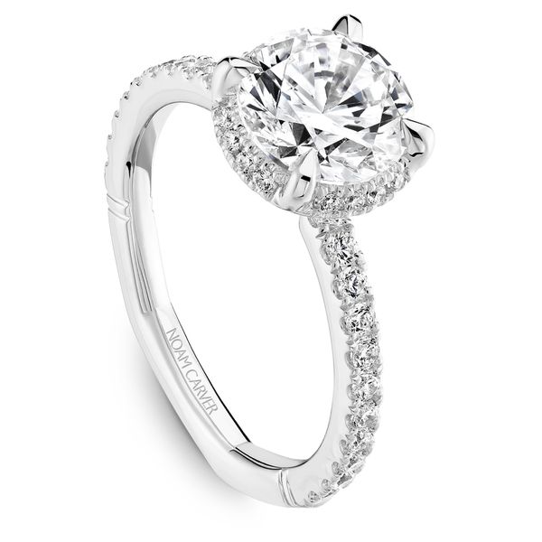 3/8CTW 14KT WG Mined Diamond Hidden Halo Accented Euro Shank Engagement Ring The Ring Austin Round Rock, TX