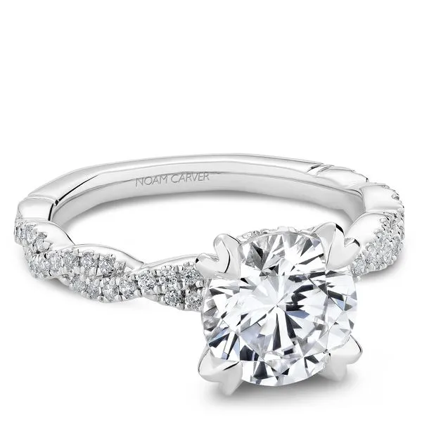 1/3CTW 14K WG Round Hidden Halo Accented Twist Euro Shank Engagement Ring Image 3 The Ring Austin Round Rock, TX
