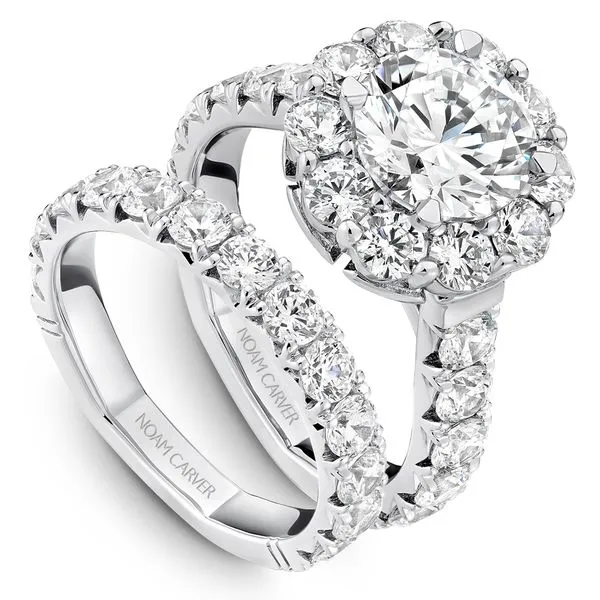 2 1/4CTW 14K WG Round Flower Halo With Accent Head 4 Prong Accent Band Euro Shank Engagement Ring Image 2 The Ring Austin Round Rock, TX