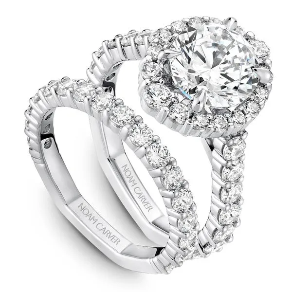 1 1/5CTW 14K WG Large And Small Accent Halo Euro Shank Engagement Ring Image 2 The Ring Austin Round Rock, TX