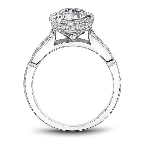 1/2CTW 14K WG Mined Diamond Cathedral With Baguette and Round Mil Grain Bezel Set Center Engagement Ring Image 3 The Ring Austin Round Rock, TX
