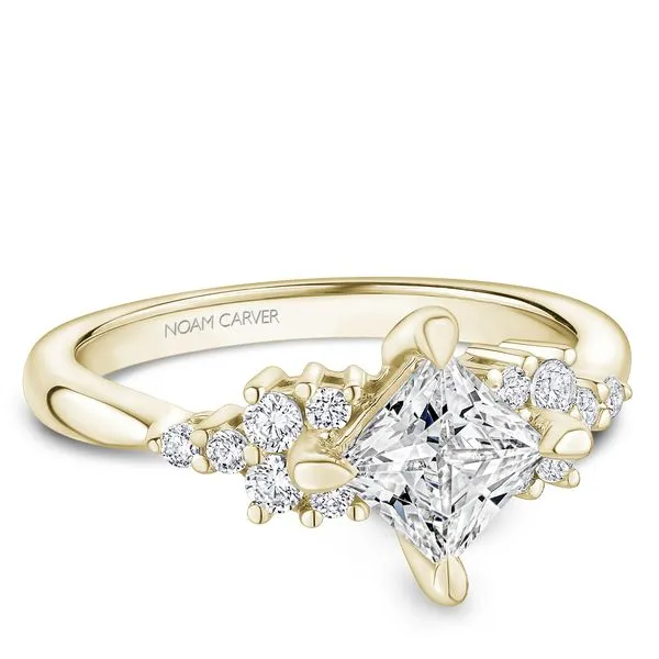 1/4CTW 14K YG Mined Diamond Round Cluster sides With Kite Set Center Engagement Ring Image 2 The Ring Austin Round Rock, TX
