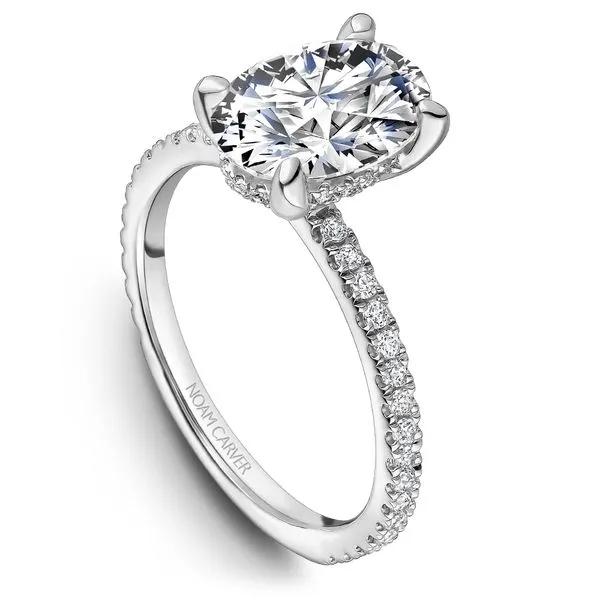 1/3CTW 14K WG Mined Diamonds 3/4 Way Down The Shank With Hidden Halo Engagement Ring The Ring Austin Round Rock, TX