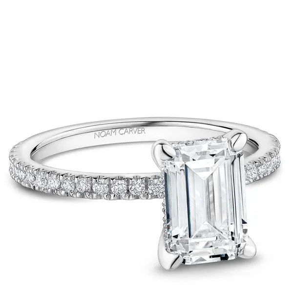 1/3CTW 14K WG Mined Diamonds 3/4 Way Down The Shank With Hidden Halo Engagement Ring Image 2 The Ring Austin Round Rock, TX
