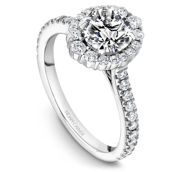 1/2CTW 14K WG Mined Diamond Round Halo With Top and Bottom Larger Diamonds Engagement Ring The Ring Austin Round Rock, TX