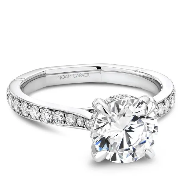 3/8CTW 14K WG Mined Diamond Cathedral Hidden Halo And Euro shank Engagement Ring Image 2 The Ring Austin Round Rock, TX