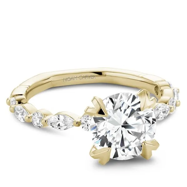1/2CTW 14K YG Mined Diamond Alternating Marquise, Round With Euro Shank Engagement Ring Image 2 The Ring Austin Round Rock, TX