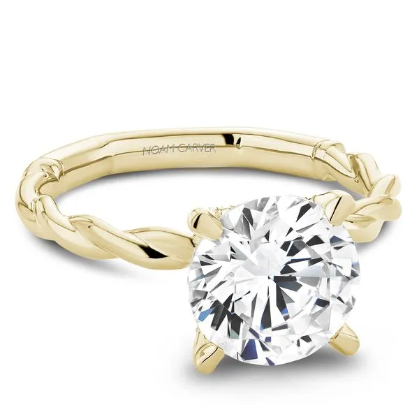 1/20CTW 14K YG Mined Diamond Hidden Halo With Polished Twisted Shank Engagement Ring Image 2 The Ring Austin Round Rock, TX