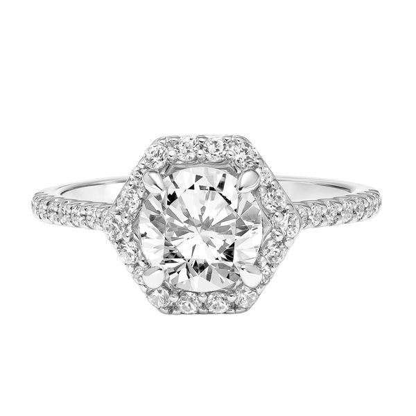 1/3CTW 14K WG Mined Diamond 6 Sided Halo Engagement Ring Image 2 The Ring Austin Round Rock, TX
