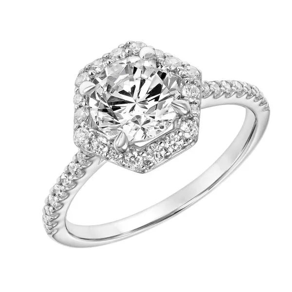 1/3CTW 14K WG Mined Diamond 6 Sided Halo Engagement Ring The Ring Austin Round Rock, TX