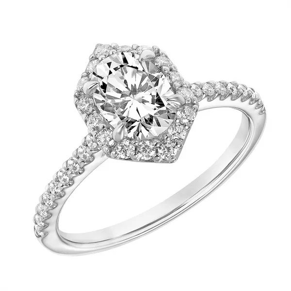 1/3CTW 14K WG Mined Diamond 6 Sided Elongated Engagement Ring The Ring Austin Round Rock, TX