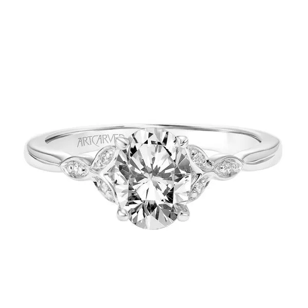 1/20CTW 14K WG RD Mined Diamond leaf Accented Engagement Ring Image 2 The Ring Austin Round Rock, TX