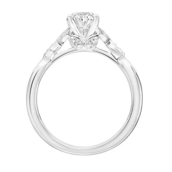 1/20CTW 14K WG RD Mined Diamond leaf Accented Engagement Ring Image 3 The Ring Austin Round Rock, TX