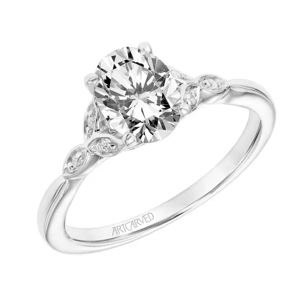 1/20CTW 14K WG RD Mined Diamond leaf Accented Engagement Ring The Ring Austin Round Rock, TX