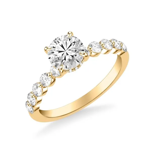 1/2CTW 14K YG Mined Diamond RD Shared Prong Hidden Halo Engagement Ring The Ring Austin Round Rock, TX
