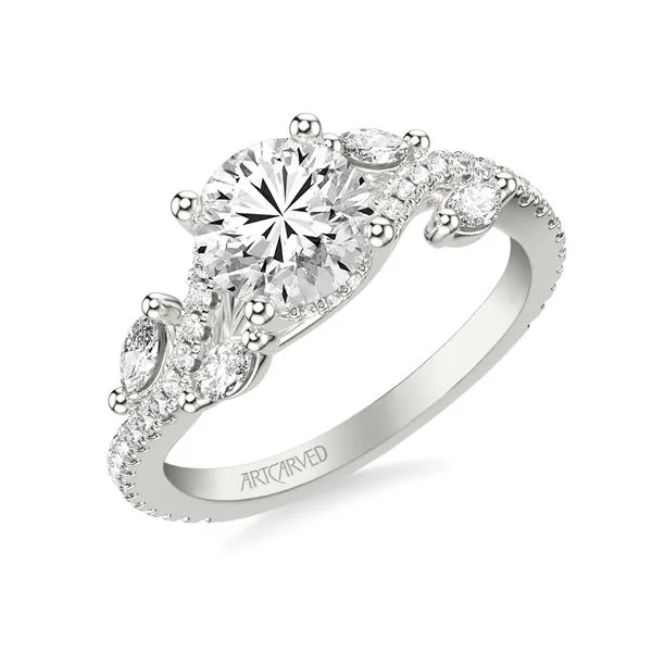 1/2CTW 14K WG Diamond Floral with Floating Prong Set Marquise Petals Engagement Ring The Ring Austin Round Rock, TX