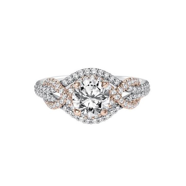 14K White Gold and Rose Gold Diamond Criss Cross Engagement Ring Image 2 The Ring Austin Round Rock, TX