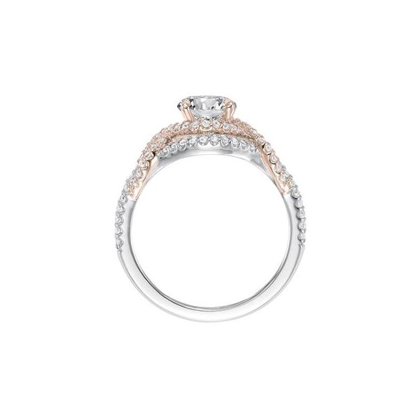 14K White Gold and Rose Gold Diamond Criss Cross Engagement Ring Image 3 The Ring Austin Round Rock, TX