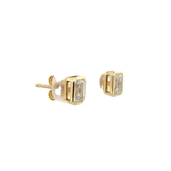 1.00CTW 14K YG Lab Grown Diamond Emerald Bezel Set Stud Earrings Image 2 The Ring Austin Round Rock, TX