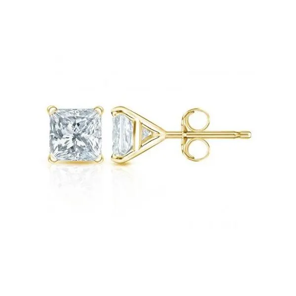1.00CTW 14K YG Lab Grown Princess Cut Diamond Stud Earrings The Ring Austin Round Rock, TX