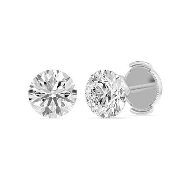 4.00CTW 14K WG Lab Grown Round Bare Set Stud Earrings With La Pousette Backs Image 2 The Ring Austin Round Rock, TX