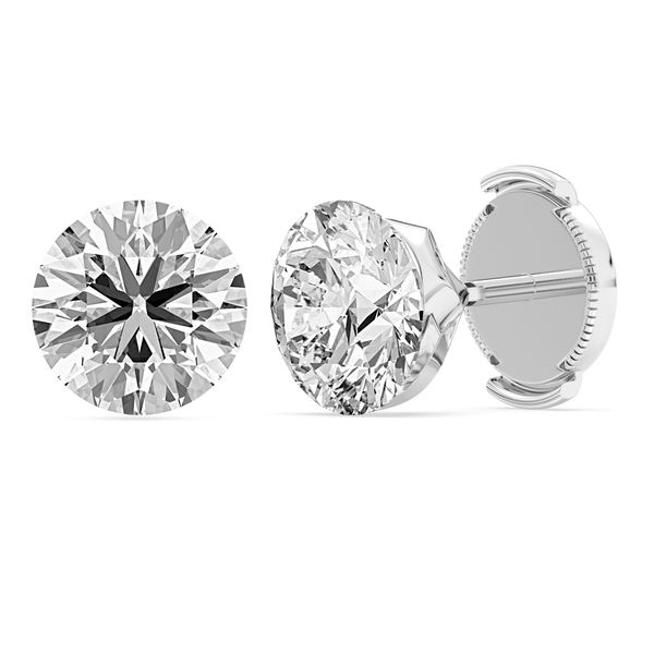 4.00CTW 14K WG Lab Grown Round Bare Set Stud Earrings With Friction Backs Image 2 The Ring Austin Round Rock, TX