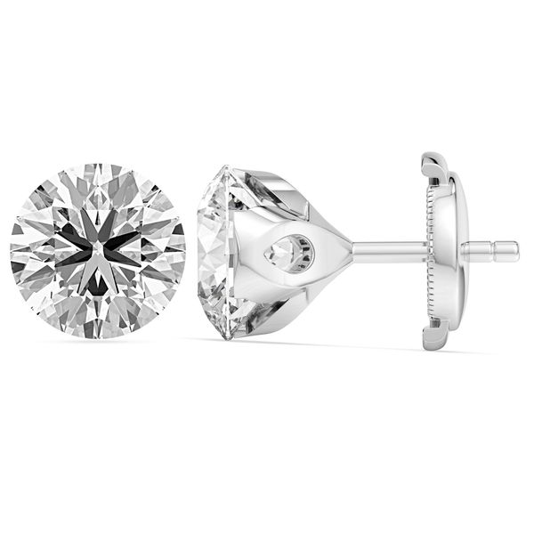 4.00CTW 14K WG Lab Grown Round Bare Set Stud Earrings With Friction Backs The Ring Austin Round Rock, TX