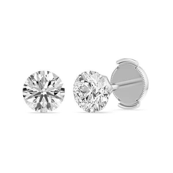 1 1/2CTW 14K WG LG Round Bare Set Stud Earrings With La Pousete  Backs EF,VS Image 2 The Ring Austin Round Rock, TX