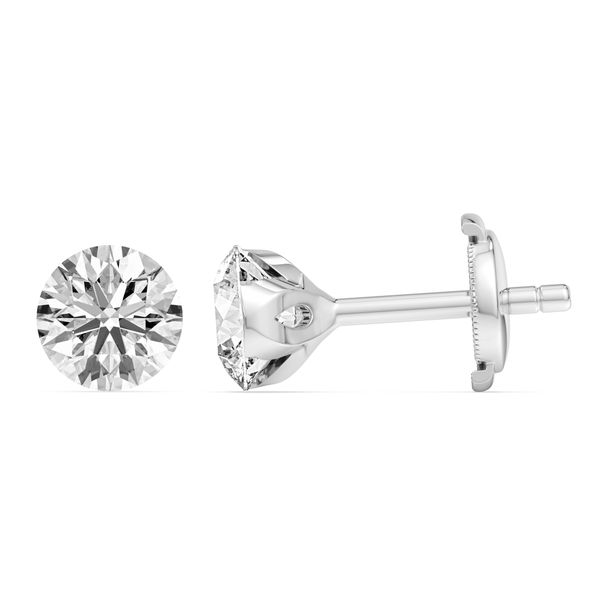 1 1/2CTW 14K WG LG Round Bare Set Stud Earrings With La Pousete  Backs EF,VS The Ring Austin Round Rock, TX