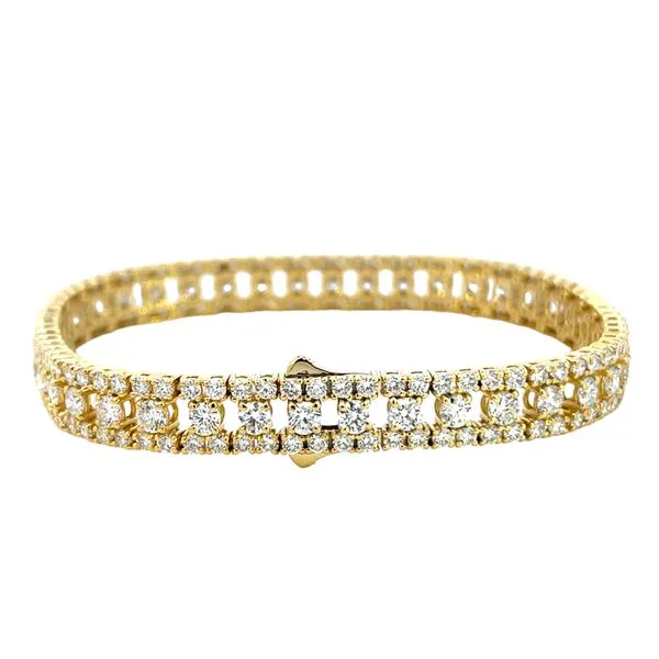 9 1/5CTW 14K YG Lab Grown Round Prong Set Diamond 3 Row Tennis Bracele Image 4 The Ring Austin Round Rock, TX