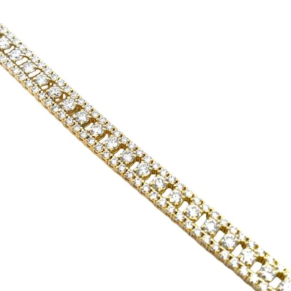 9 1/5CTW 14K YG Lab Grown Round Prong Set Diamond 3 Row Tennis Bracele The Ring Austin Round Rock, TX