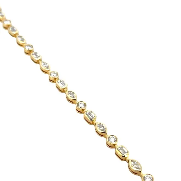 3 5/8CTW 14K YG Lab Grown Mixed Fancy Diamond Bezel Set Tennis Bracelet The Ring Austin Round Rock, TX