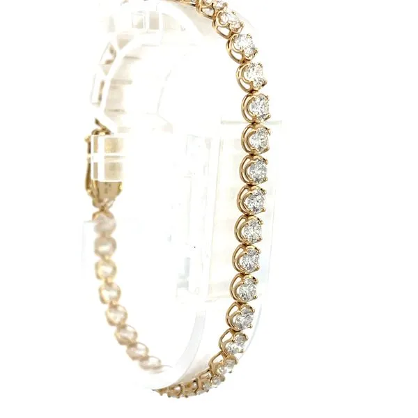 7.00CTW 14K Yellow Gold Lab Grown Round Diamond 4 Prong Light Weight Tennis Bracelet Image 3 The Ring Austin Round Rock, TX