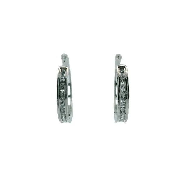 1/4CTW 925 Sterling Silver Lab Grow Diamond Beveled Edges Hoop Earrings The Ring Austin Round Rock, TX