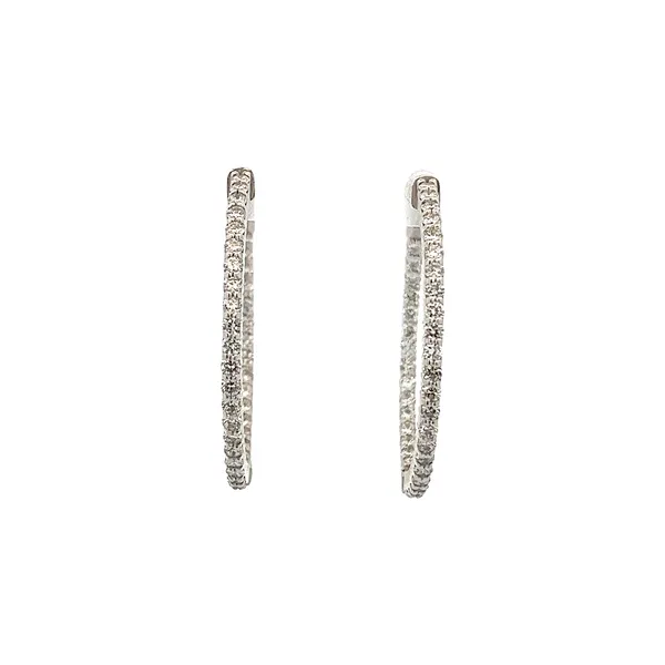 1 1/2CT 14K White Gold Lab Grown F,VS-SI Inside/ Outside Hoop Earrings The Ring Austin Round Rock, TX